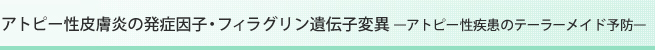 アトピー性皮膚炎の発症因子・フィラグリン遺伝子変異―アトピー性疾患のテーラーメイド予防―