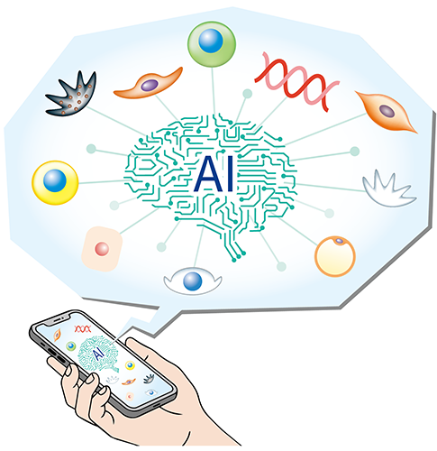 幹細胞やDNAなどを学習したAIのイメージ